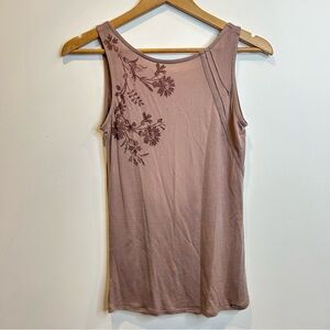 Ted Baker Scoop Back Sleeveless Tank Top Sequin Appliqué Brown